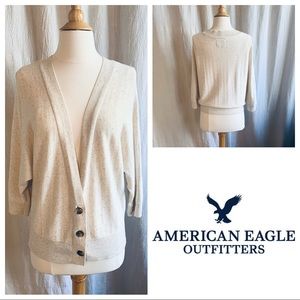 American Eagle Cream Button Dolman Cardigan